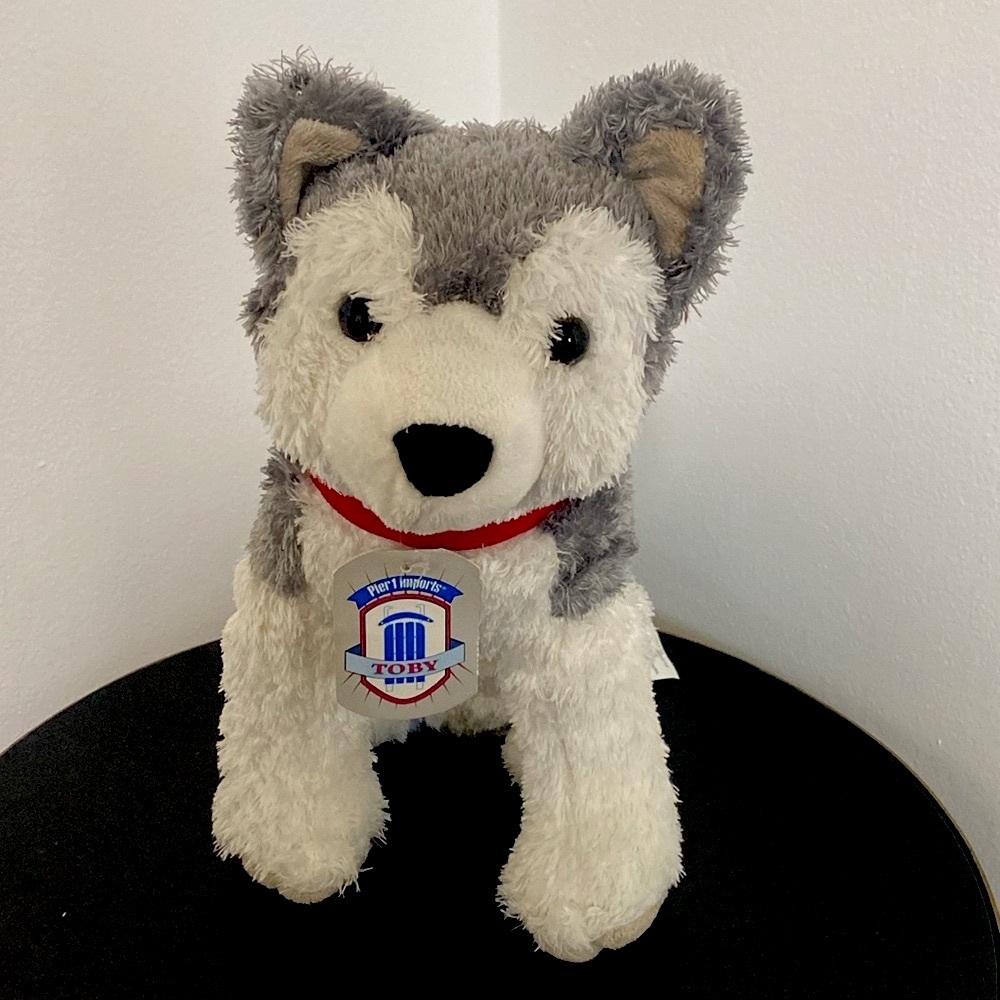 Vintage Pier 1 Imports Toby the Siberian Husky Plush Dog Animal